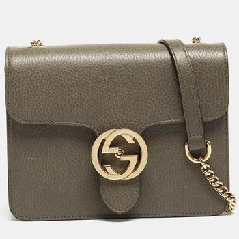 Gucci | Gucci Grey Leather Dollar Interlocking G Crossbody Bag 