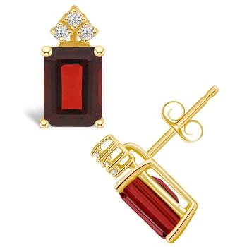 Macy's | Garnet (3-7/8 ct. t.w.) and Diamond (1/8 ct. t.w.) Stud Earrings in 14K Yellow Gold or 14K White Gold,商家Macy's,价格¥5594