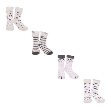 商品Animal socks pack of 4 in white melange grey and stripes图片