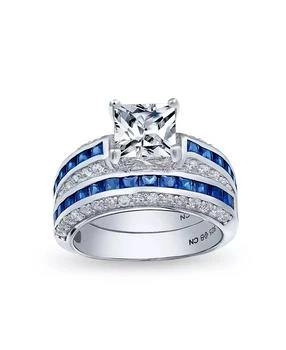 Bling Jewelry | 3CT Art Deco Style Square Princess Cut Solitaire Clear CZ Promise Ring Set For Women Sterling Silver,商家Macy's,价格¥489