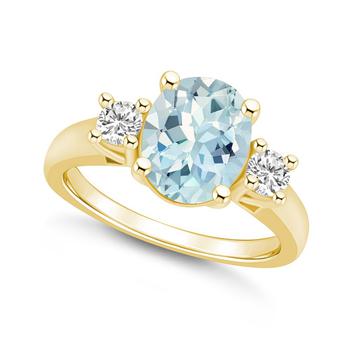 商品Macy's | Aquamarine and Diamond Ring (2-1/2 ct.t.w and 1/3 ct.t.w) 14K Yellow Gold,商家Macy's,价格¥23290图片