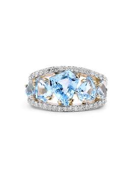 商品Stephen Dweck | Luxury 18K Gold, Diamond & Blue Topaz Openwork Ring,商家Saks Fifth Avenue,价格¥37379图片