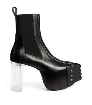 Rick Owens | Leather Bevelled Platform Boots 120商品图片,
