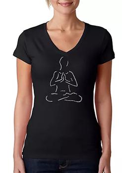 推荐Word Art V-Neck T-Shirt - Popular Yoga Poses商品