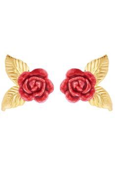 推荐Rose Bud & Gold Leaf Stud Earrings商品