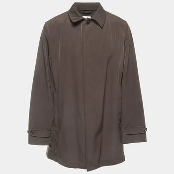 推荐Armani Collezioni Brown Nylon Blend Button Front Long Jacket 3XL商品