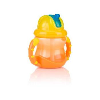 商品Two-Handle Flip N' Sip Straw Cup, 8 Ounce, Orange with Yellow图片