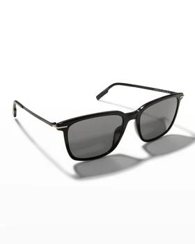 推荐Men's Solid-Lens Square Sunglasses商品