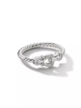 David Yurman | Petite Buckle Ring In 18K White Gold,商家Saks Fifth Avenue,价格¥8062