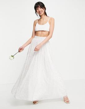 推荐ASOS EDITION bridal embellished full skirt in white商品