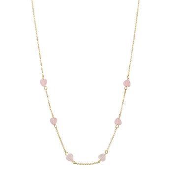 Unwritten | 14K Gold Flash-Plated Brass Rose Quartz Heart and Chain Necklace with Extender商品图片,6折×额外8.5折, 额外八五折
