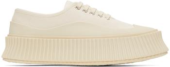 Jil Sander | （轻微瑕疵）Off-White Canvas Platform Sneakers商品图片,3.8折, 独家减免邮费