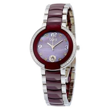 推荐Mother of Pearl Dial Burgundy Ceramic Ladies Watch BUR072BR商品