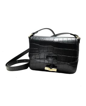 product Longchamp Roseau Sac Porté Travers Black Croc-Embossed Leather Women's Crossbody Bag L2079924001 image