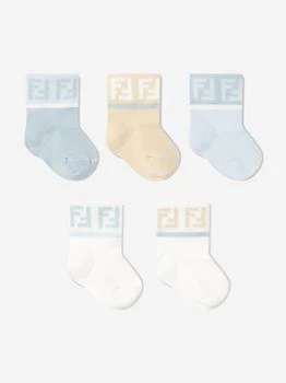 Fendi | Fendi Baby Girls Logo Socks Set (5 Pairs) in Multicolour,商家Childsplay Clothing,价格¥669