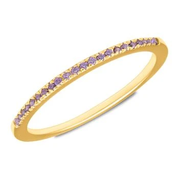 MaxColor | 14K Gold Vermeil Birthstone 1MM Cubic Zirconia Ring,商家Premium Outlets,价格¥332