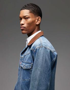 Levi's western shorthorn denim trucker jacket in mid wash – On