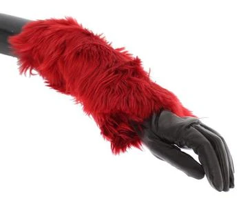Dolce & Gabbana | Dolce & Gabbana Brown Leather Red Fur Elbow Gloves,商家SEYMAYKA,价格¥6835