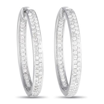 商品LB Exclusive | 14K White Gold 2.10ct Diamond Inside Out Hoop Earrings,商家Jomashop,价格¥19627图片