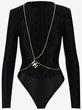 ELISABETTA FRANCHI | ELISABETTA FRANCHI STRETCH TULLE BODYSUIT WITH LOGO,商家Baltini,价格¥2108