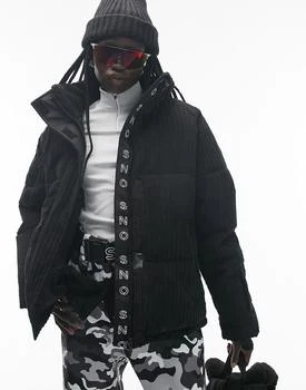 推荐Topshop Sno funnel neck puffer ski jacket in black cord商品