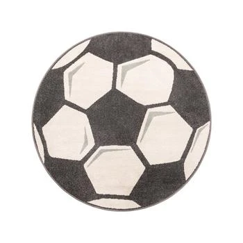 Campy Kids Soccer Ball 5'3" x 5'3" Round Area Rug