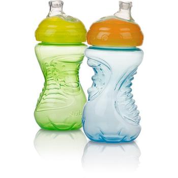 商品Nuby | No Spill Click-it Grip n Sip cup, 2 pack, Yellow and Aqua,商家Macy's,价格¥99图片