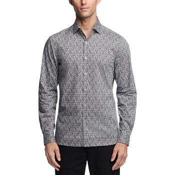 product Men's Slim-Fit Non-Iron Performance Stretch Abstract Camouflage Never-Tuck Dress Shirt image
