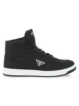 prada男鞋价格, Prada | Basket Nylon High-Top Sneakers商品图片 