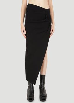 推荐Asymmetric Knit Skirt in Black商品