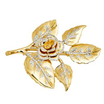 商品Valentino Floral Crystals and Gold Tone Metal Brooch图片