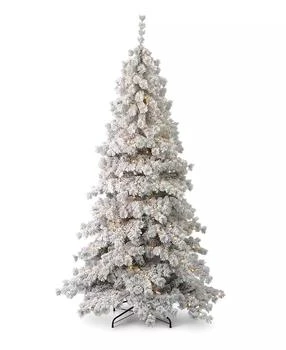 Seasonal | Flocked Winter Fir 7.5' Pre-Lit Flocked Hard Needle Tree with Metal Stand 735 Tips, 300 Warm LED Remote, EZ-Connect, Storage Bag,商家Macy's,价格¥3410