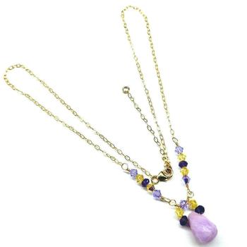 商品Alexa Martha Designs | Lavender Candy Jade Drop Gold Wire Wrapped Necklace,商家Verishop,价格¥933图片