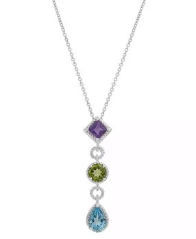 Macy's | Multi-Gemstone (1 ct. t.w.) 18" Lariat Necklace in Sterling Silver,商家Macy's,价格¥450