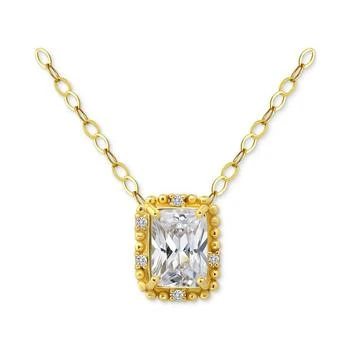 Giani Bernini | Cubic Zirconia Bead Frame Pendant Necklace in 18k Gold-Plated Sterling Silver, 16" + 2" extender, Created for Macy's 独家减免邮费