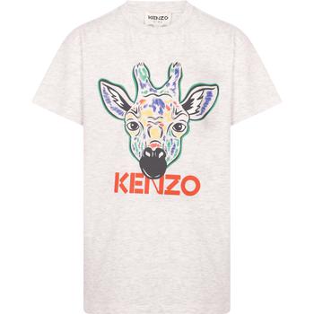 推荐Giraffe print logo t shirt in light melange grey商品