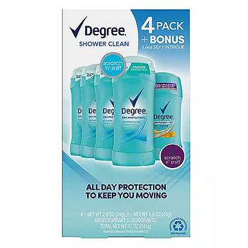 推荐Degree Shower Clean Deodorant (2.6 oz., 4 pk. + 1.6 oz.)商品