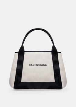 推荐Balenciaga Off-White Navy Small Cabas Bag商品
