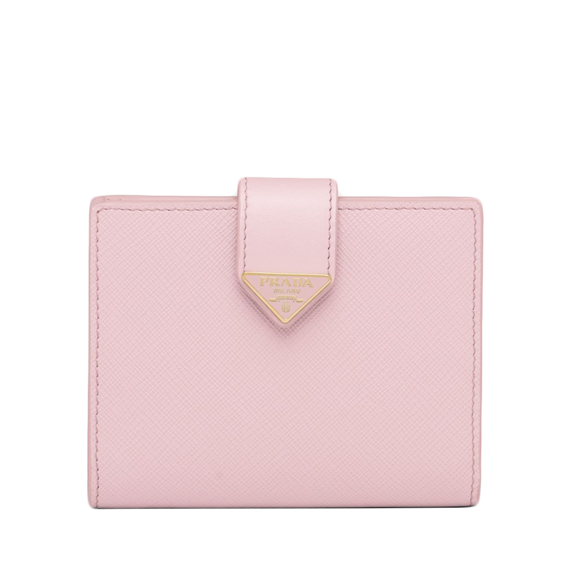 Prada | PRADA/普拉达 22春夏新款 女士小号雪粉色皮革徽标压纹珐琅金扣钱包1MV204_2DYG_F0E18商品图片,额外9.5折, 包邮包税, 额外九五折