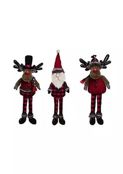 商品Set of 3 Red and Black Plush Rustic Shelf Sitter Christmas Figurine 25"图片