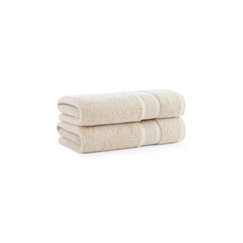商品Aegean Eco-Friendly Recycled Turkish Bath Towels (2 Pack), 30x60, 600 GSM, Solid Color with Weft Woven Stripe Dobby, 50% Recycled, 50% Long-Staple Ring Spun Cotton Blend, Low-Twist, Plush, Ultra Soft图片