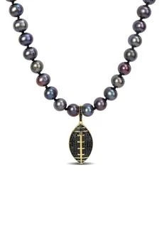 DELMAR | Men's Cultured Freshwater Pearl Black Diamond Crown Pendant Necklace - 0.36ct.,商家Nordstrom Rack,价格¥4049