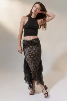 Urban Outfitters | UO CJ Lace Ruffle Midi Skirt商品图片,5折