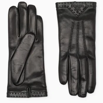 Prada | Black leather gloves with logo,商家The Double F,价格¥4815