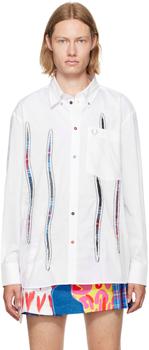 Charles Jeffrey Loverboy真假, Charles Jeffrey Loverboy | White Fred Perry Edition Tartan Patch Shirt商品图片 