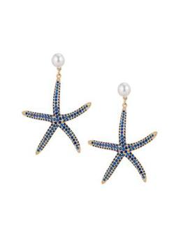 Eye Candy LA | Luxe Goldtone, Faux Pearl & Cubic Zirconia Starfish Drop Earrings商品图片,5折