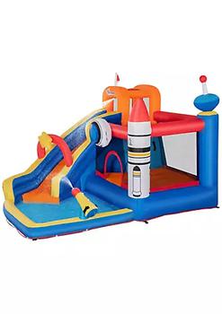 商品Outsunny | 5 in 1 Kids Inflatable Bounce House Space Theme Jumping Castle Includes Slide Trampoline Pool Water Gun Climbing Wall with Carry Bag Repair Patches,商家Belk,价格¥1779图片