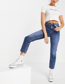product Topshop straight leg jeans in mid wash image