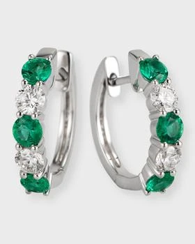 David Kord | 18K White Gold Earrings with 3.3mm Alternating Diamonds and Emeralds,商家Neiman Marcus,价格¥22365