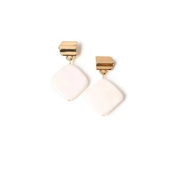 VUE by SEK | Gold Layered Dome + White Jade Earrings,商家Verishop,价格¥484